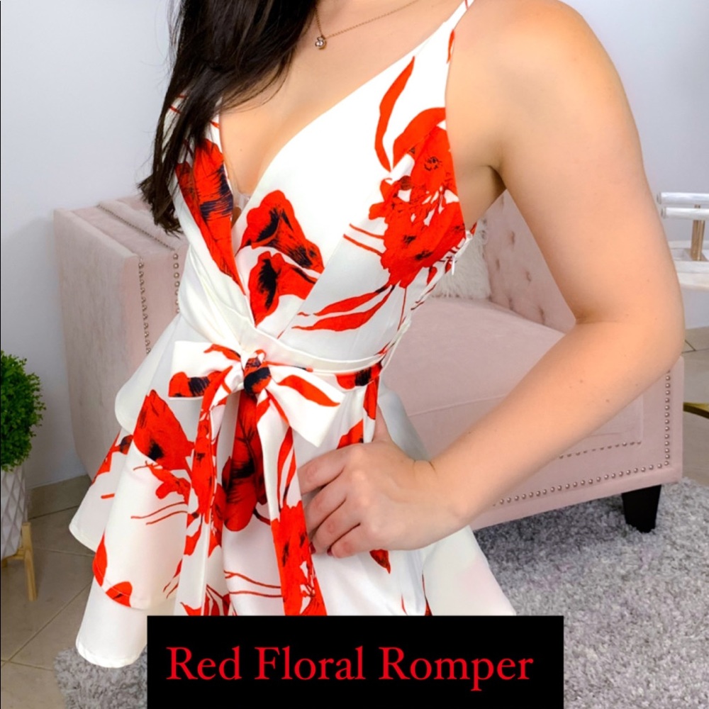 Red Floral Romper